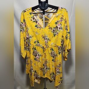 🌸 3/$25 🌸 Torrid Floral Yellow Tunic Top/Dress-Size 1